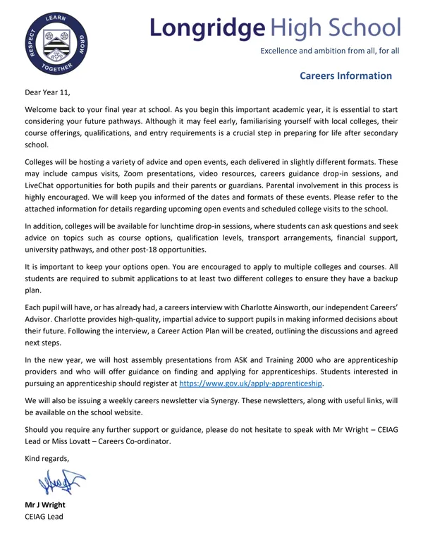 Careers Newsletter #1 26/27