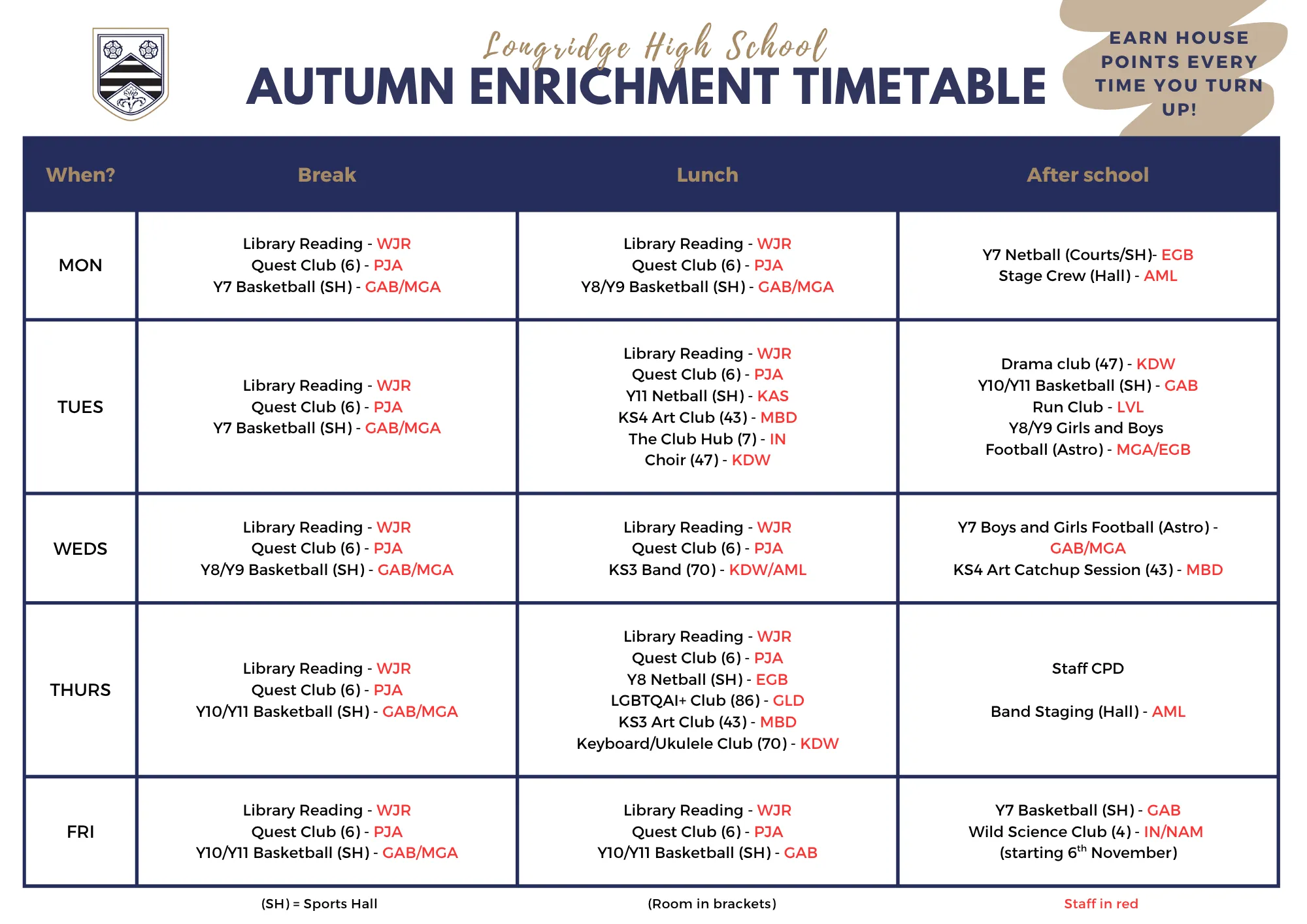 The Autumn 2026 Enrichment Timetable
