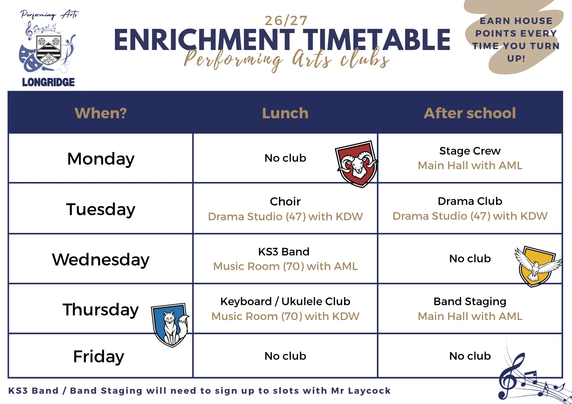 The 2026/27 Performing Arts Enrichment Timetable